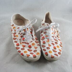 Fast Food Novelty Print Canvas Sneakers Size 10 Burgers Pizza Tacos SG Footwear